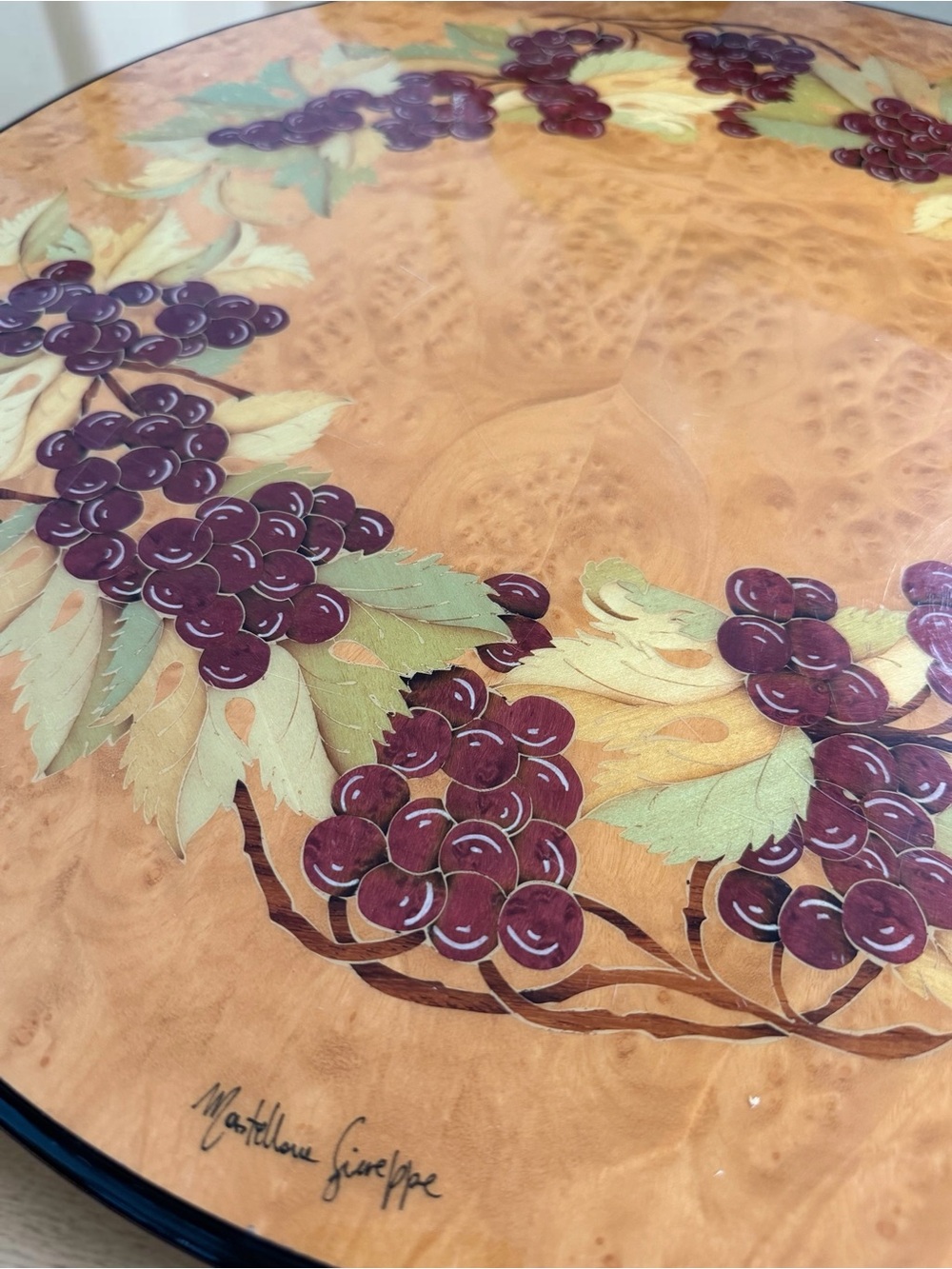 Signed Italian Sorrento Inlaid Wood Lazy Susan – Mastellone Giuseppe – 20.5” - Picture 13 of 16